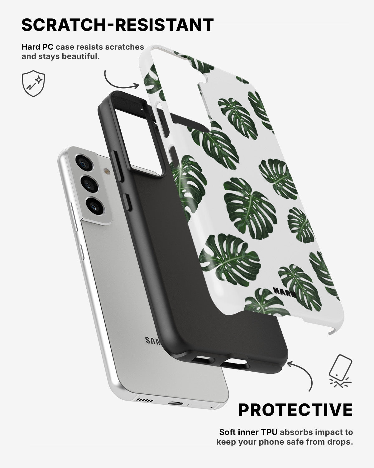 Samsung Galaxy S22 Tough Case – Monstera Pattern - View 2