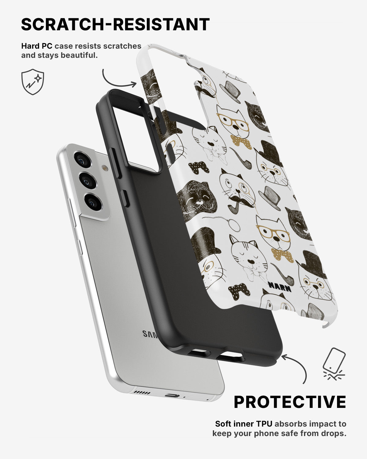 Samsung Galaxy S22 Tough Case – Cartoon Cats - View 2