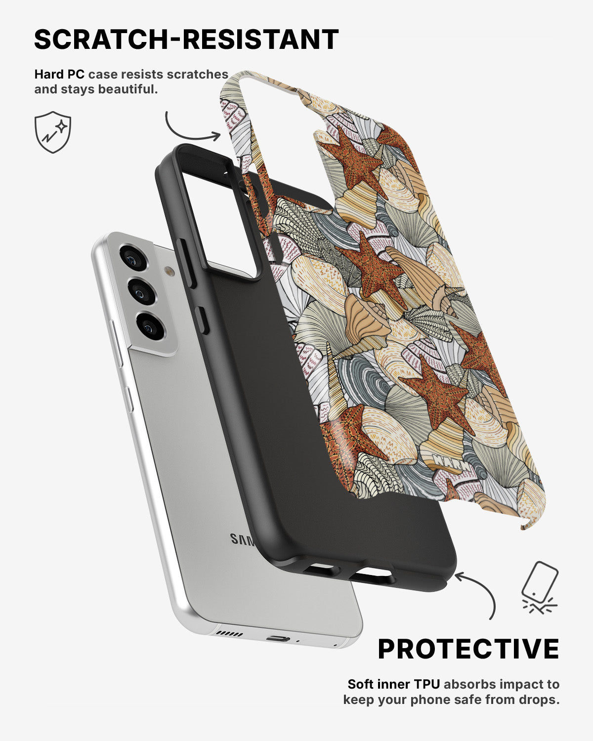 Samsung Galaxy S22 Tough Case – Sea Shells - View 2