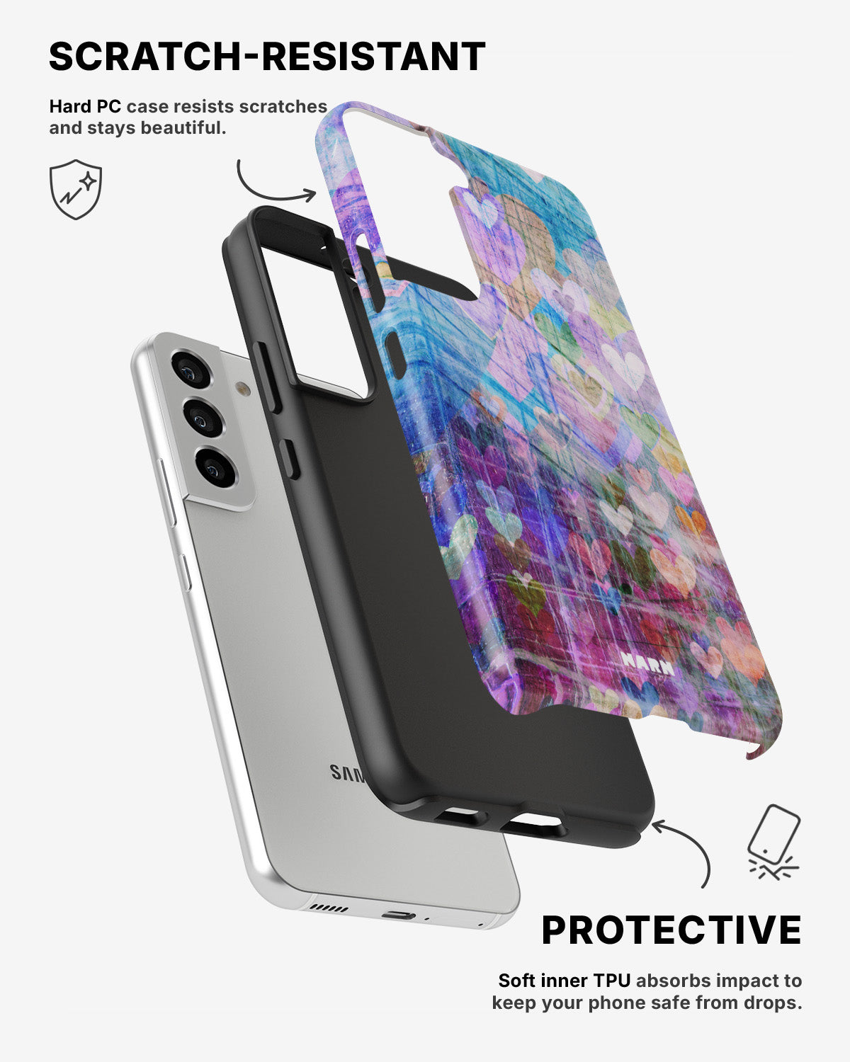 Samsung Galaxy S22 Tough Case – Purple Hearts - View 2