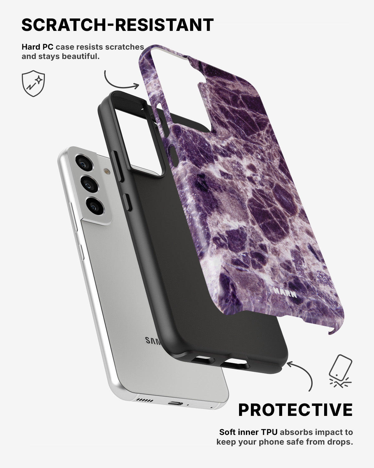 Samsung Galaxy S22 Tough Case – Purple Marble - View 2