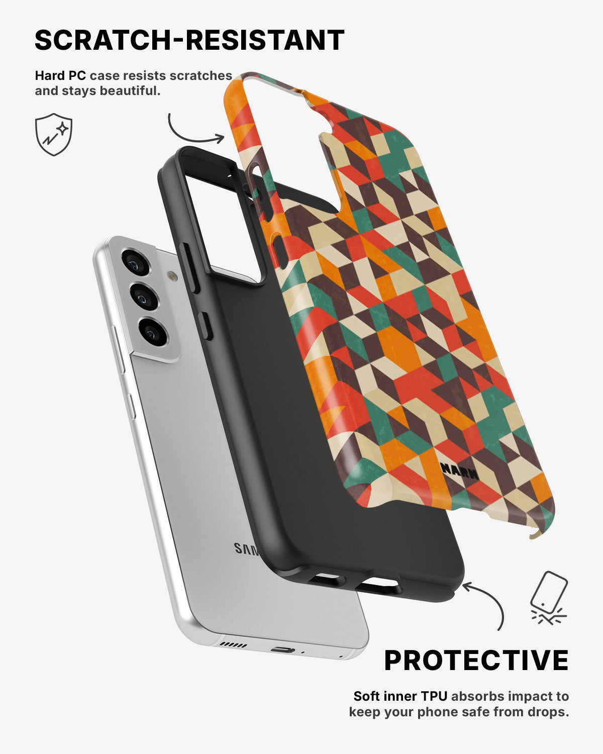 Samsung Galaxy S22 Tough Case – Retro Geometric - View 2