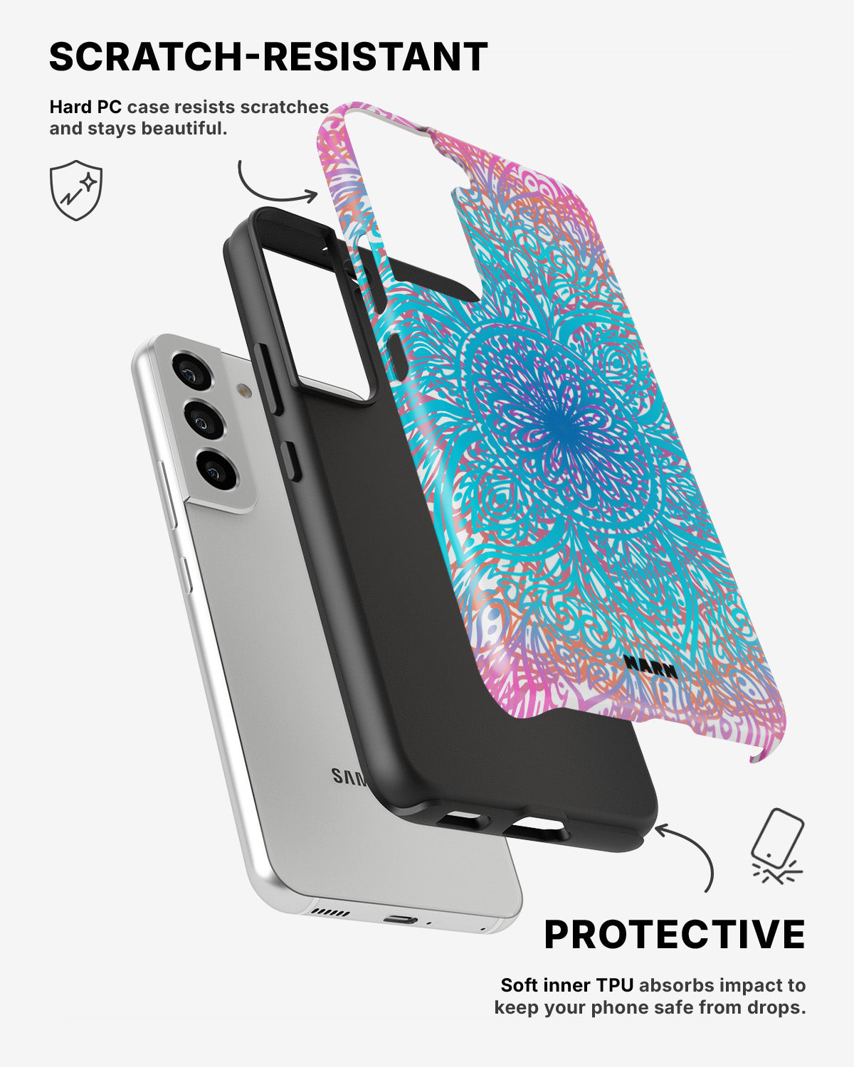 Samsung Galaxy S22 Tough Case – Pastel Mandala - View 2