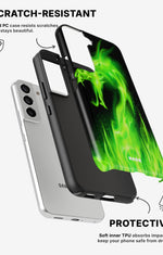 Samsung Galaxy S22 Tough Case – Green Flames Dragon - View 2