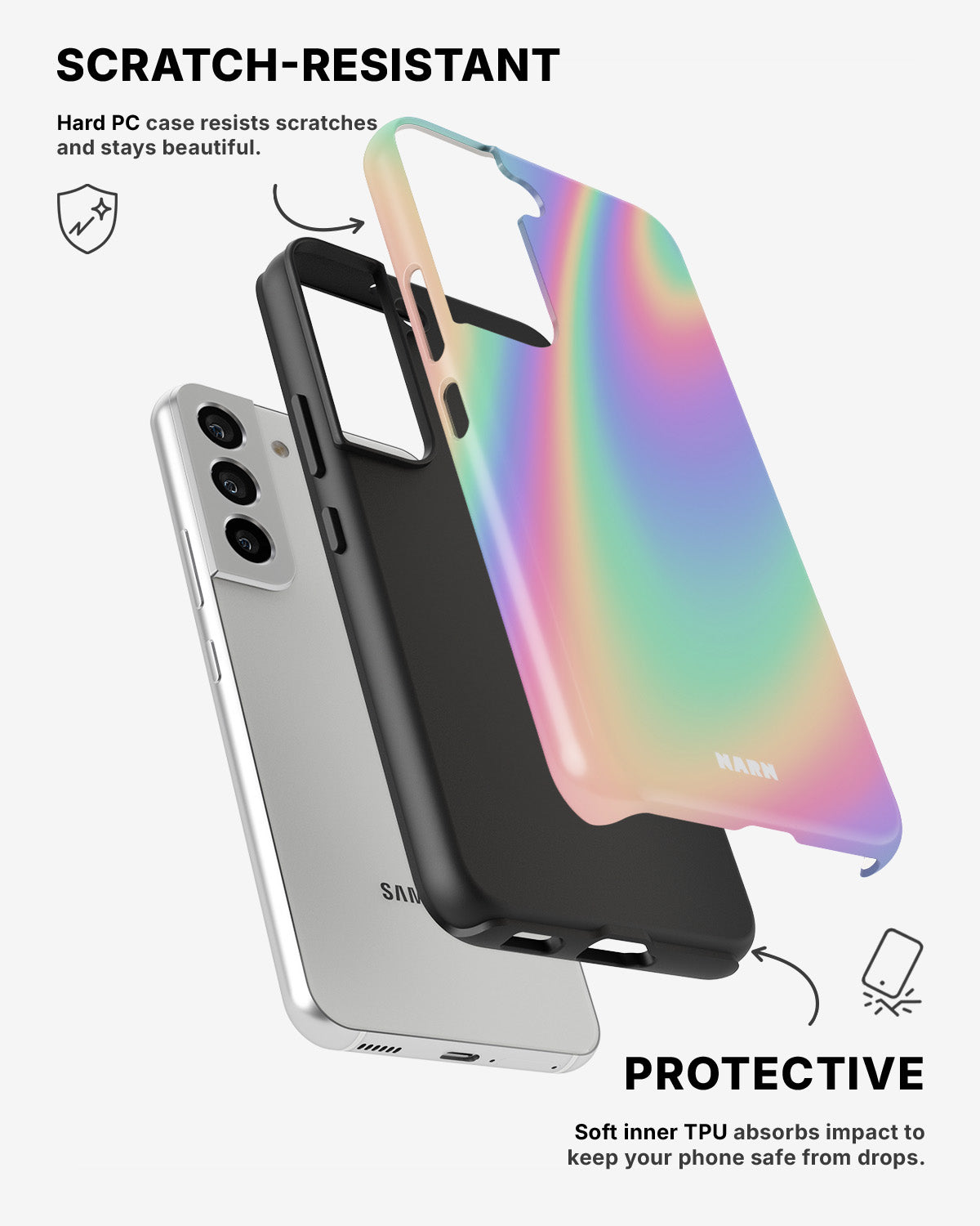 Samsung Galaxy S22 Tough Case – Rainbow Haze - View 2