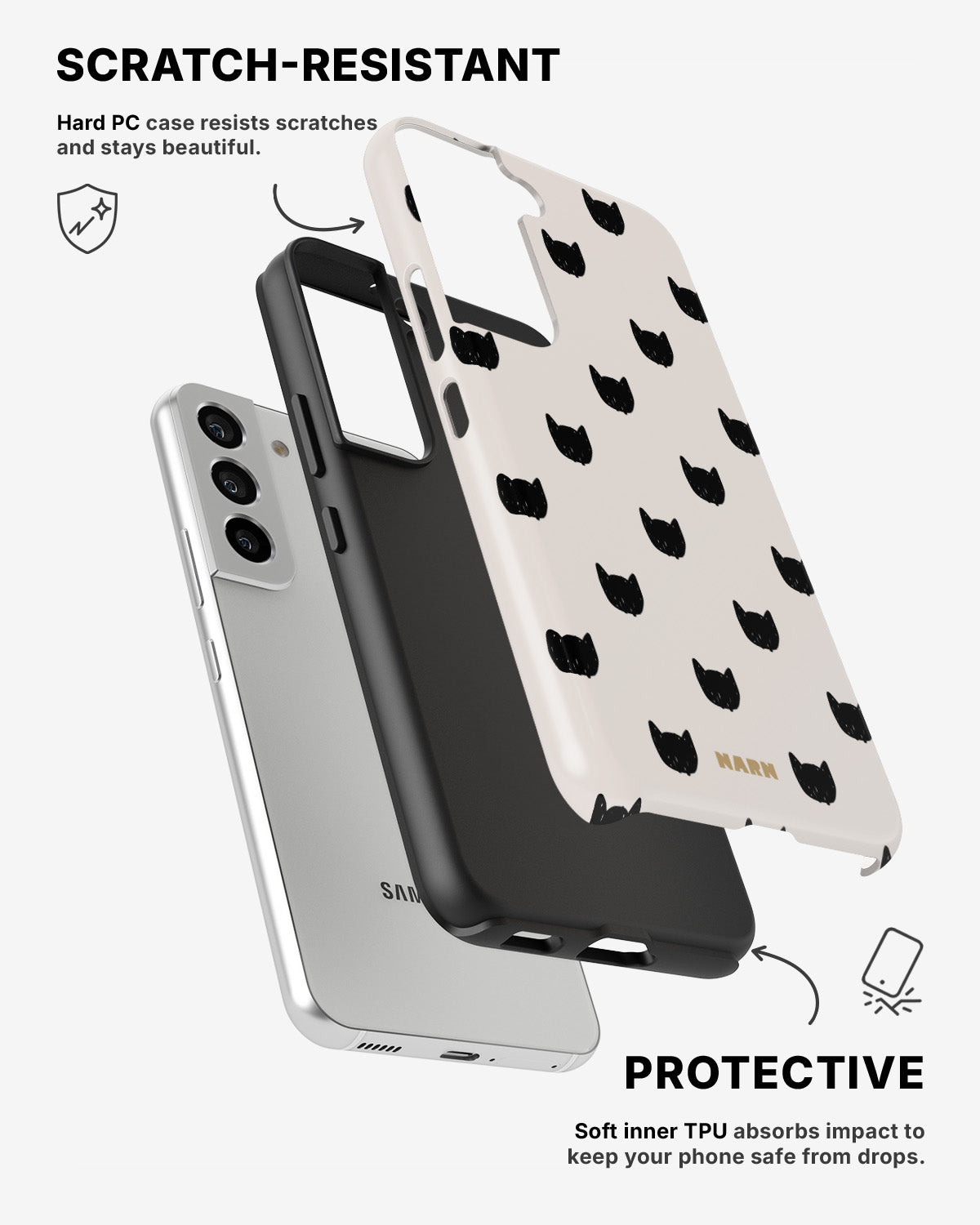 Samsung Galaxy S22 Tough Case – Kitty Dots - View 2