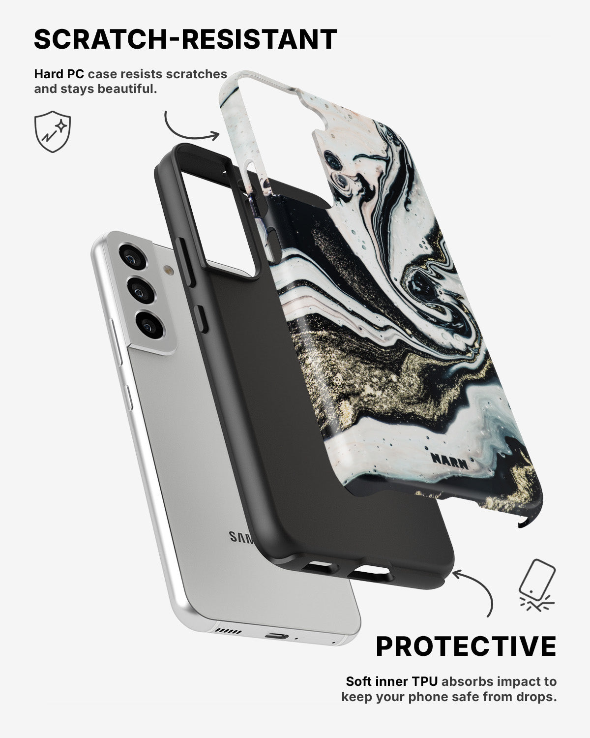 Samsung Galaxy S22 Tough Case – Golden Swirl - View 2