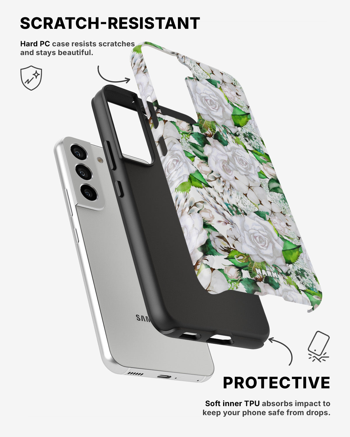 Samsung Galaxy S22 Tough Case – White Bloom - View 2