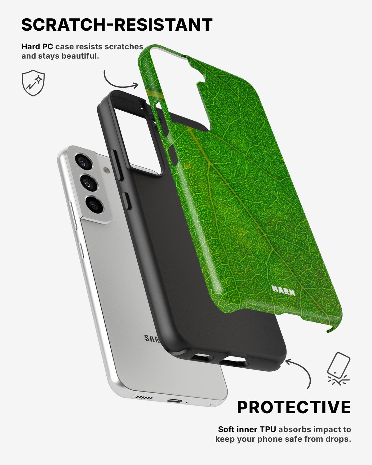 Samsung Galaxy S22 Tough Case – Green Leafy - View 2