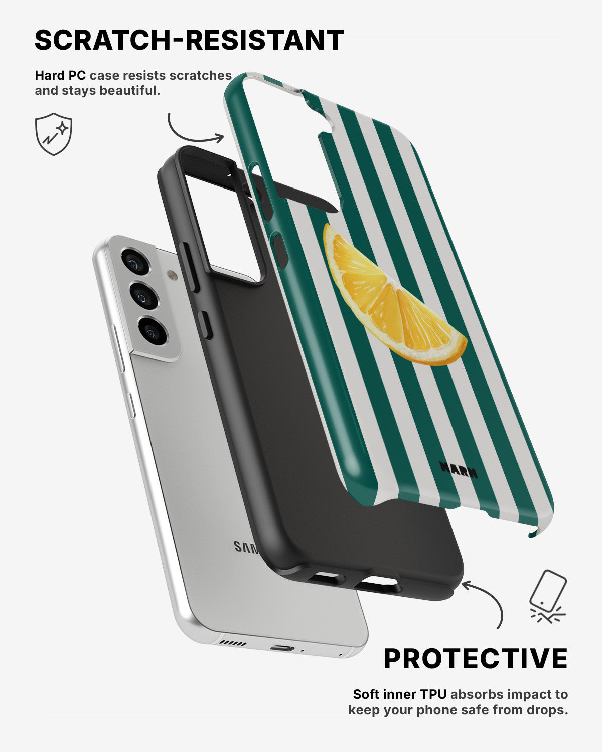 Samsung Galaxy S22 Tough Case – Lemon Stripes - View 2
