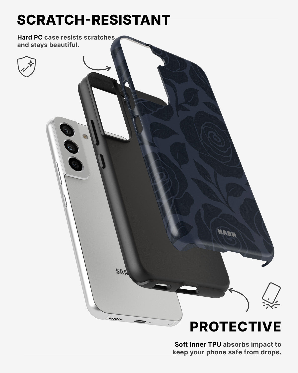 Samsung Galaxy S22 Tough Case – Midnight Rose - View 2