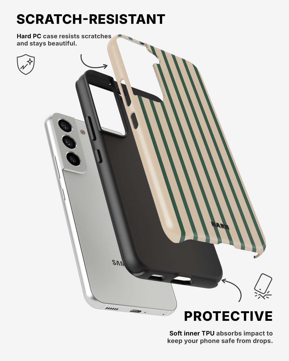Samsung Galaxy S22 Tough Case – Evergreen Stripe - View 2