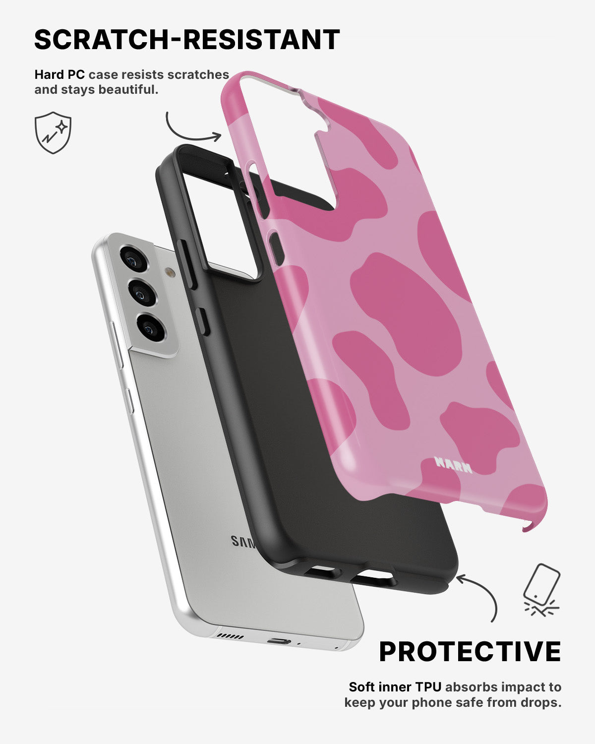 Samsung Galaxy S22 Tough Case – Pink Moo - View 2