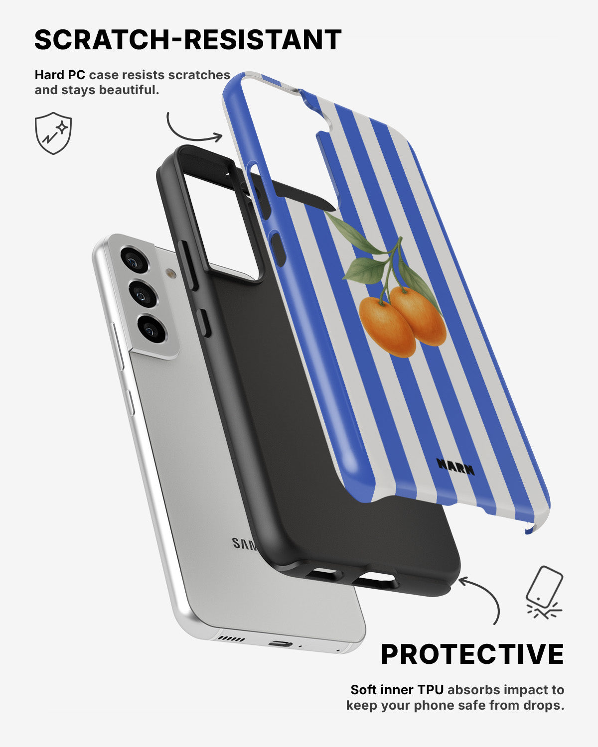 Samsung Galaxy S22 Tough Case – Orange Stripes - View 2