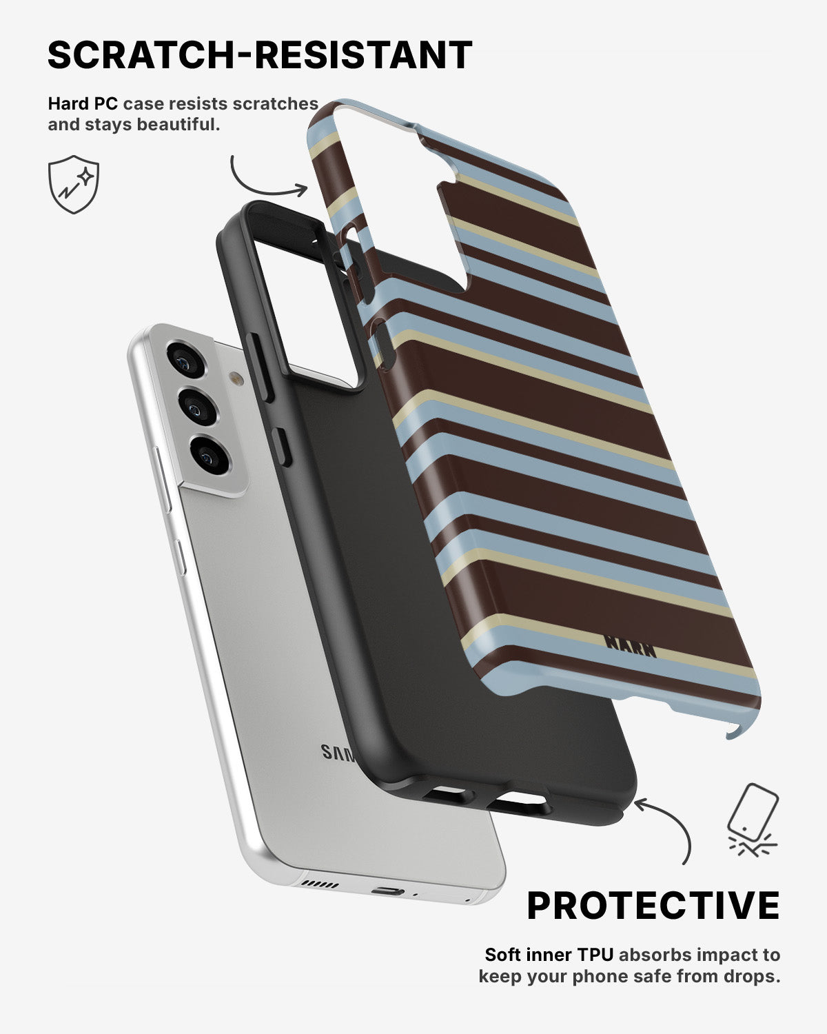 Samsung Galaxy S22 Tough Case – Latte Lines - View 2
