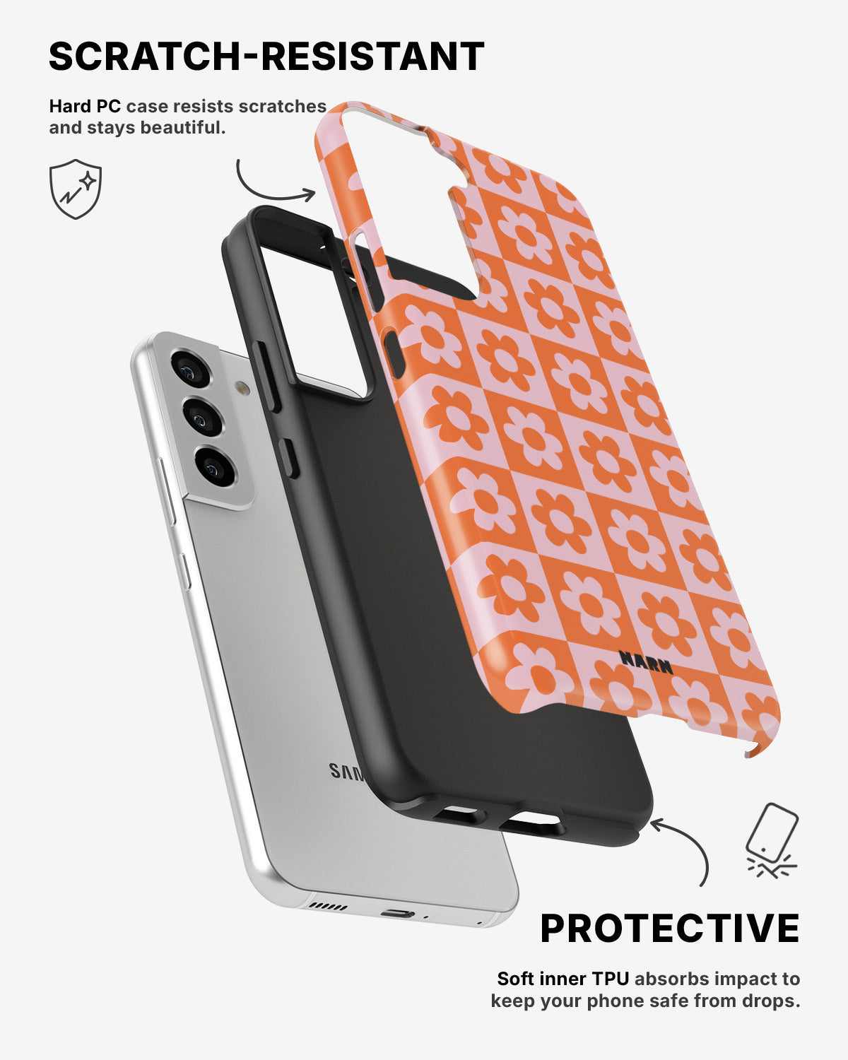 Samsung Galaxy S22 Tough Case – Peach Petals - View 2