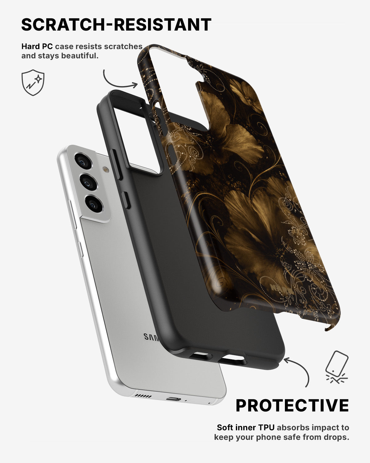 Samsung Galaxy S22 Tough Case – Bloom Noir - View 2