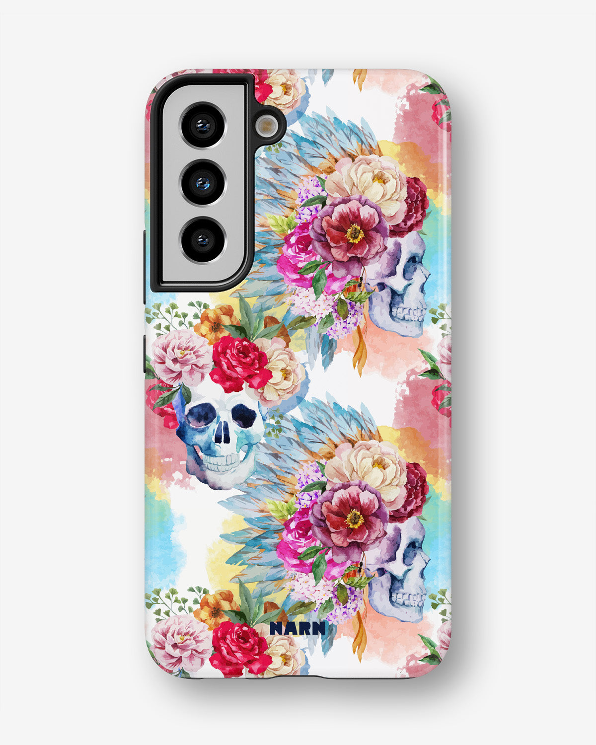Samsung Galaxy S21 Tough Case – Flowered Skulls - View 1