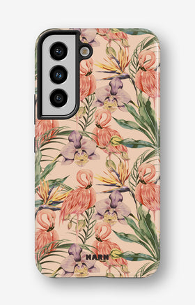 Samsung Galaxy S21 Tough Case – Flamingos & Flowers - View 1