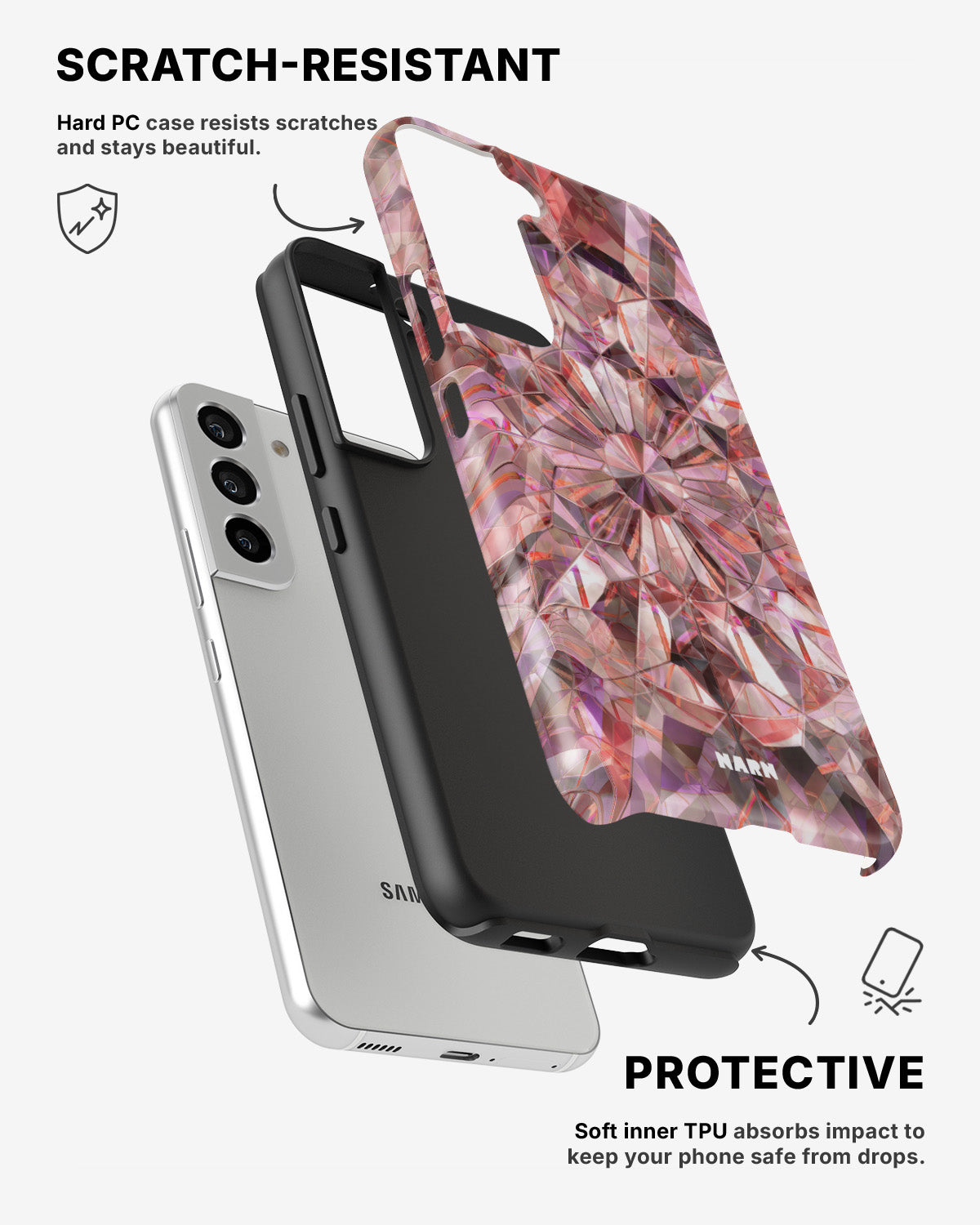 Samsung Galaxy S21 Tough Case – Pink Crystals - View 2