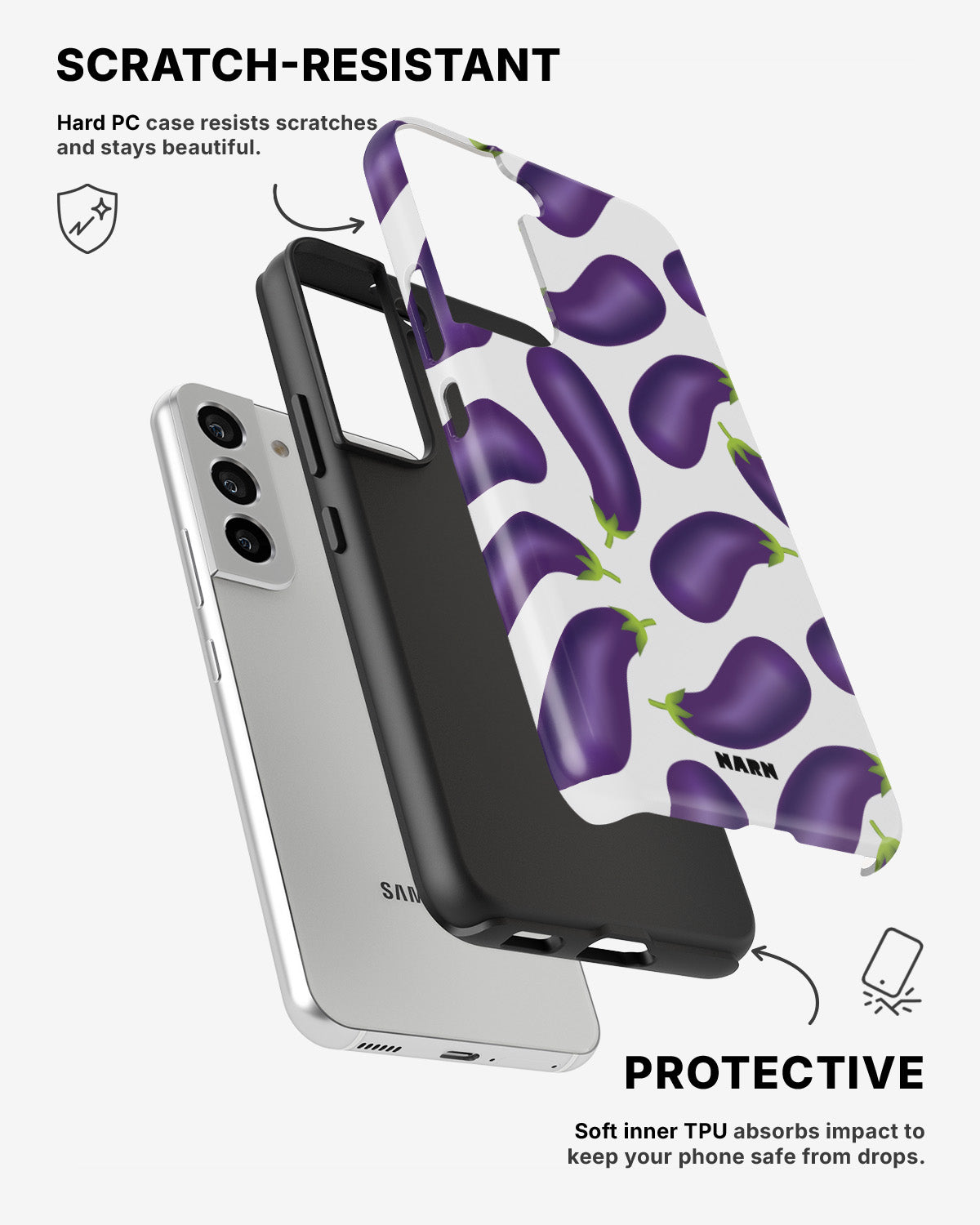 Samsung Galaxy S21 Tough Case – Eggplant Pattern - View 2
