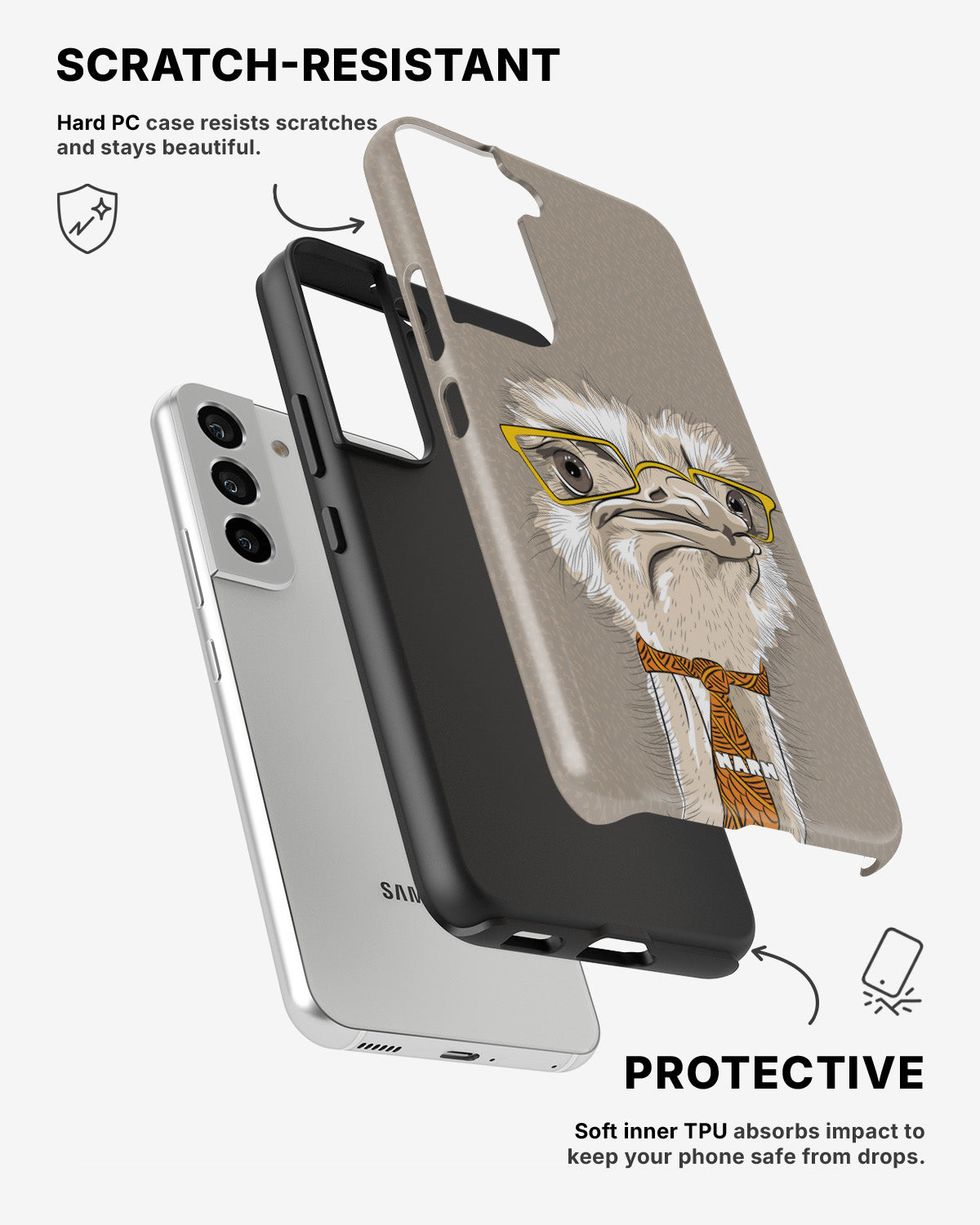 Samsung Galaxy S21 Tough Case – Hipster Ostrich - View 2