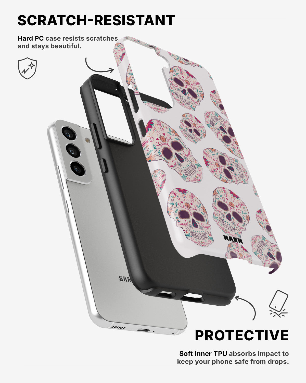 Samsung Galaxy S21 Tough Case – Calavera Skulls - View 2