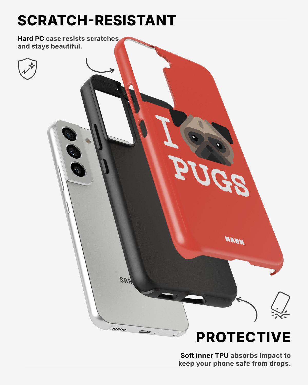 Samsung Galaxy S21 Tough Case – I Love Pugs - View 2