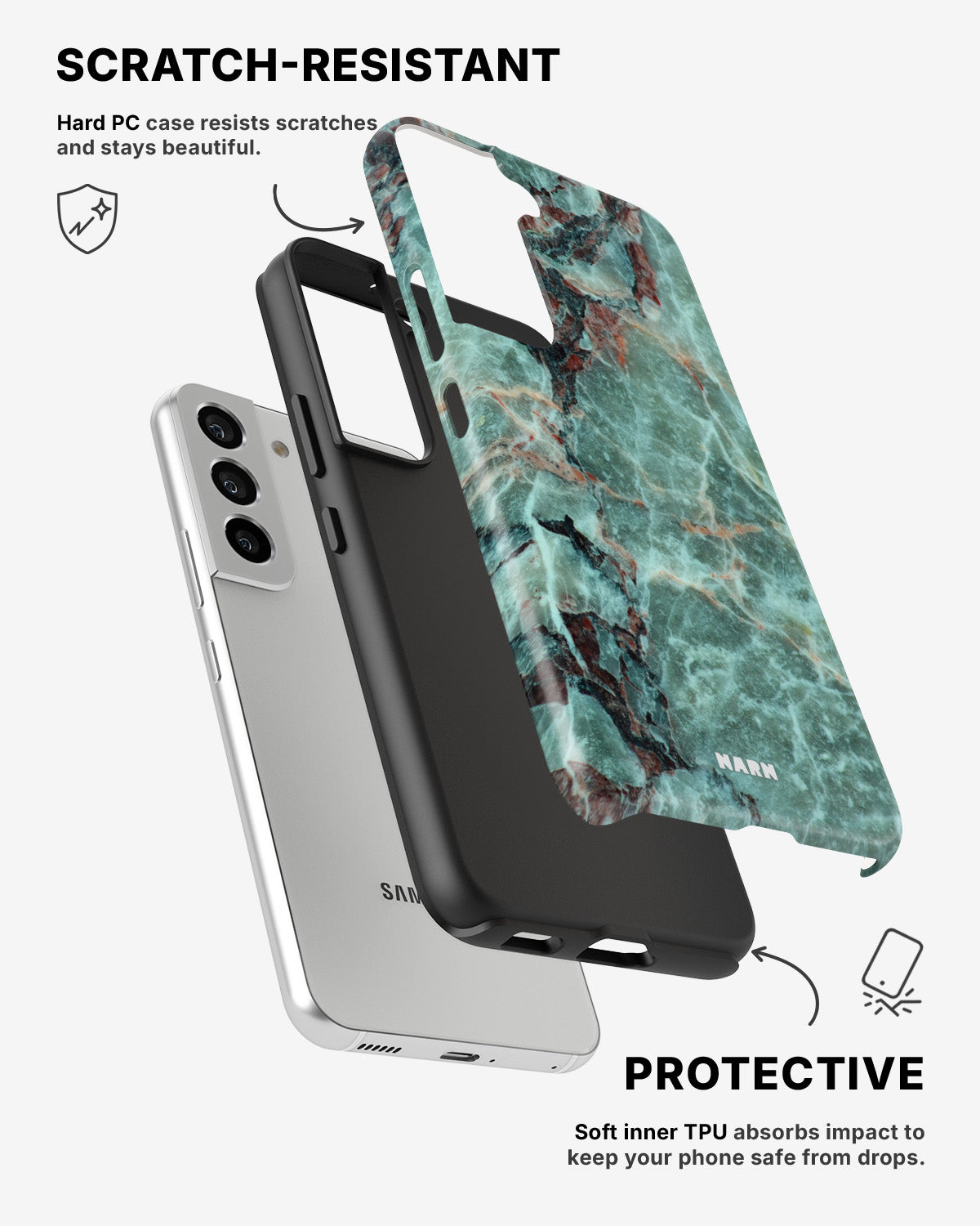 Samsung Galaxy S21 Tough Case – Green Marble - View 2