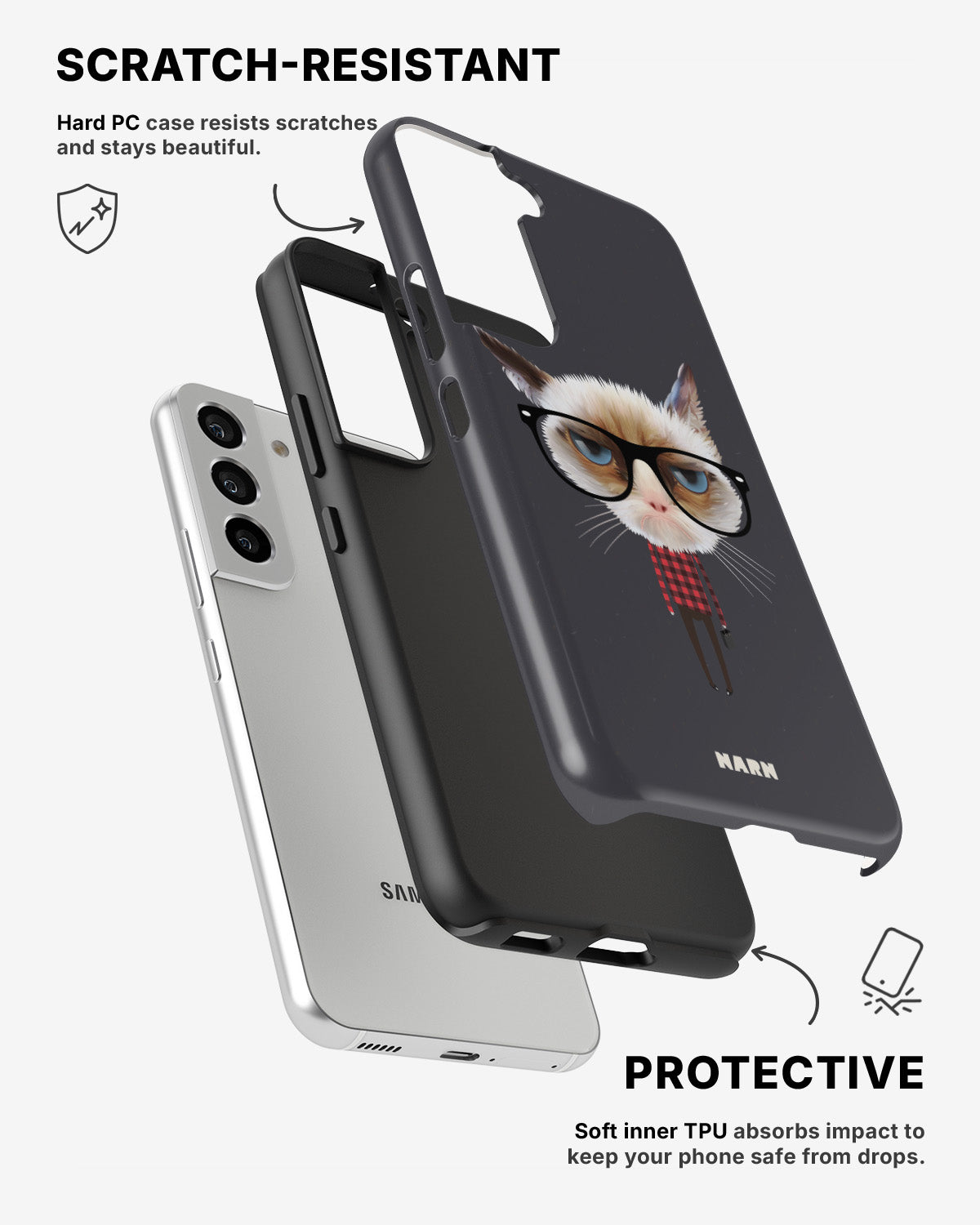 Samsung Galaxy S21 Tough Case – Hipster Cat - View 2