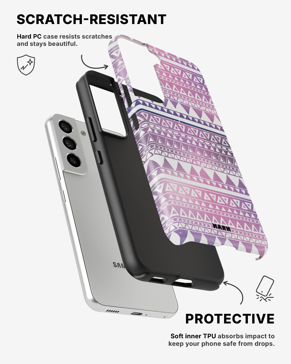 Samsung Galaxy S21 Tough Case – Purple Aztec - View 2