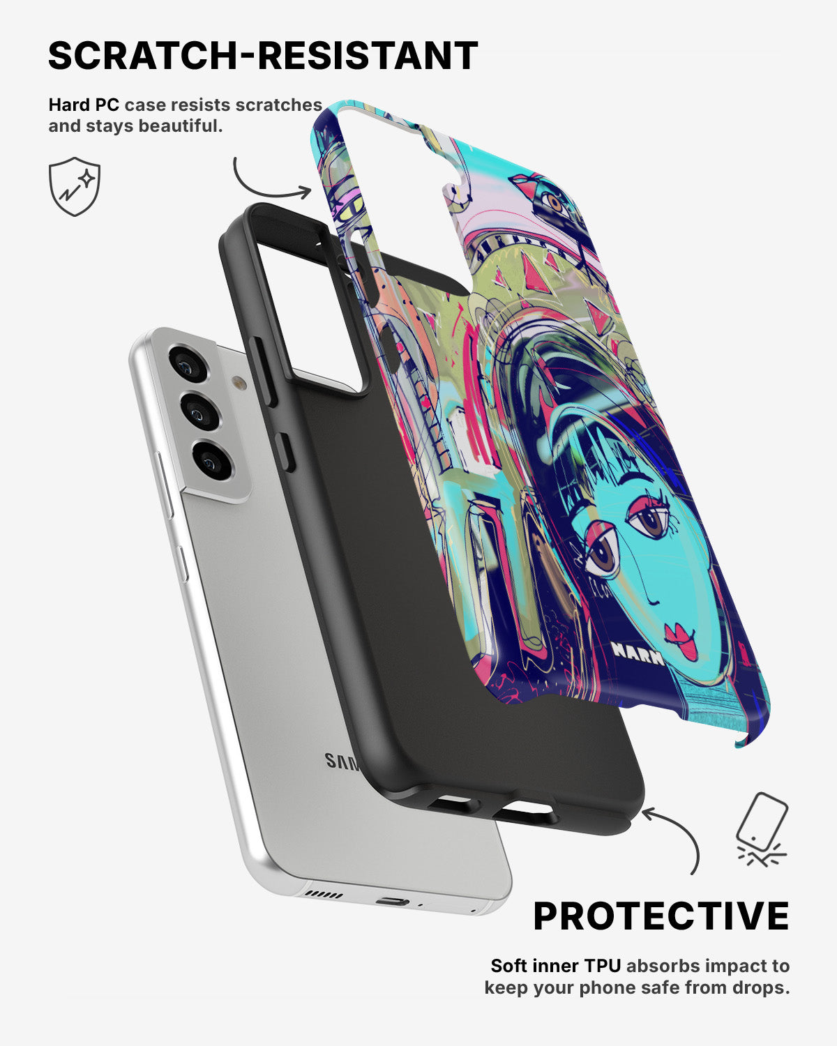 Samsung Galaxy S21 Tough Case – Abstract Cat - View 2