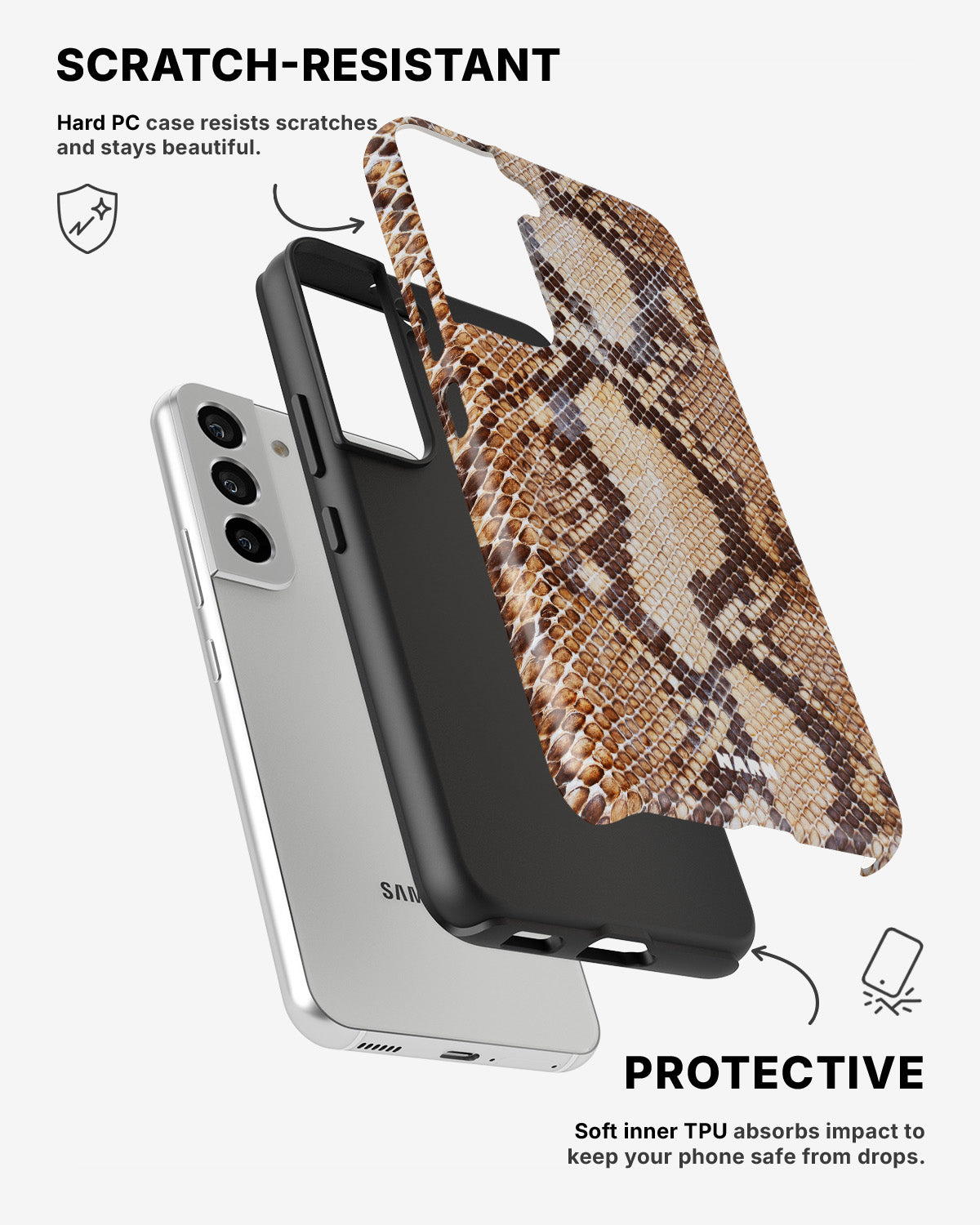 Samsung Galaxy S21 Tough Case – Brown Snakeskin - View 2