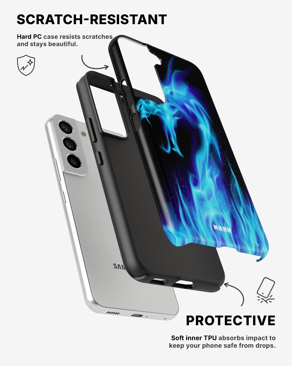 Samsung Galaxy S21 Tough Case – Blue Flames Dragon - View 2