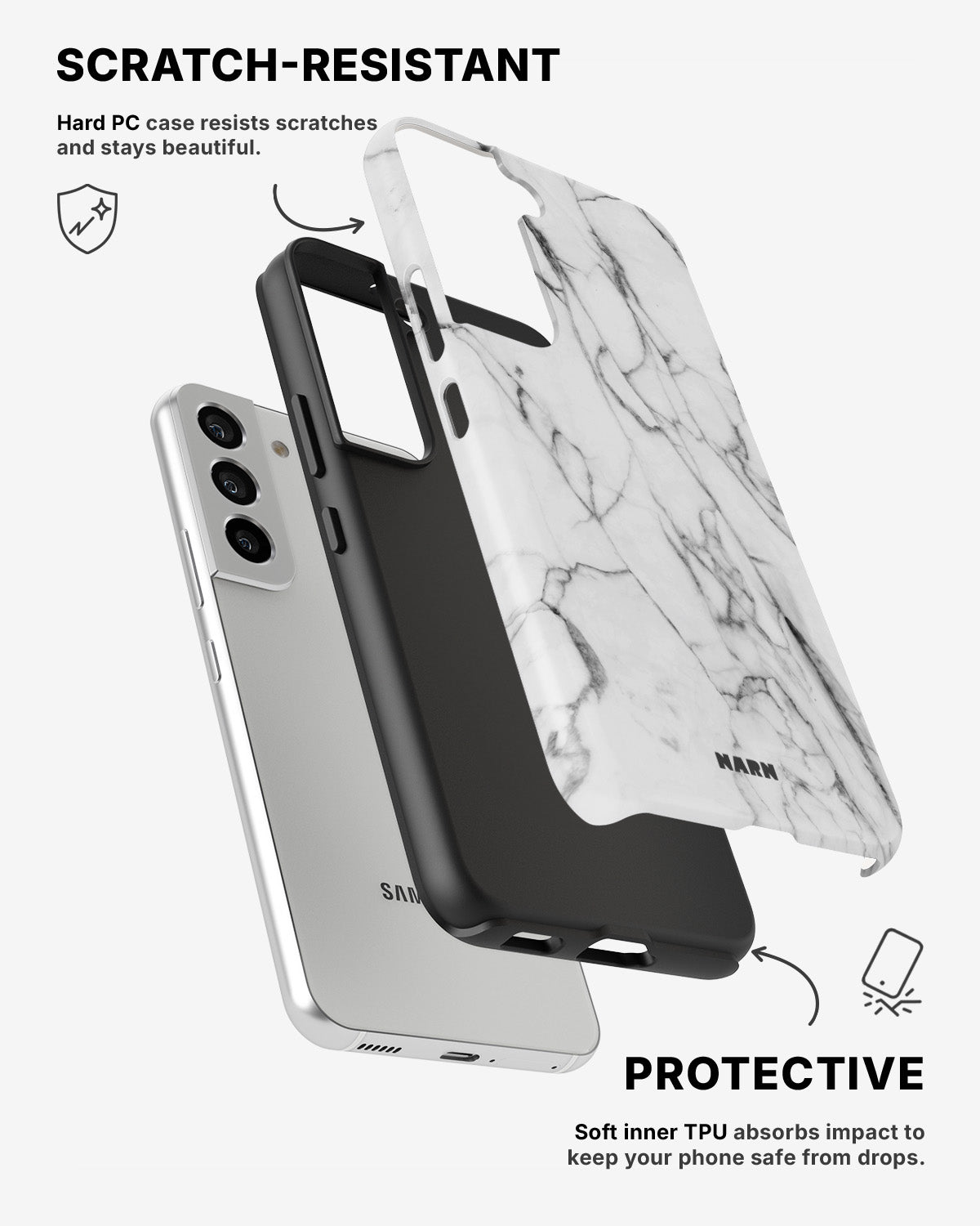 Samsung Galaxy S21 Tough Case – Milky Marble - View 2