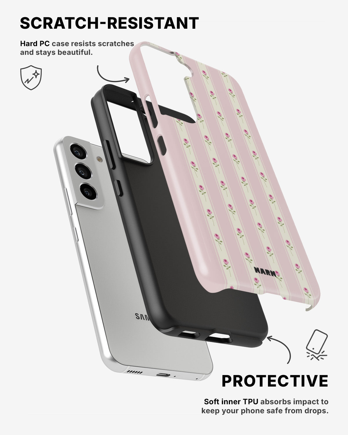 Samsung Galaxy S21 Tough Case – Rose Lines - View 2