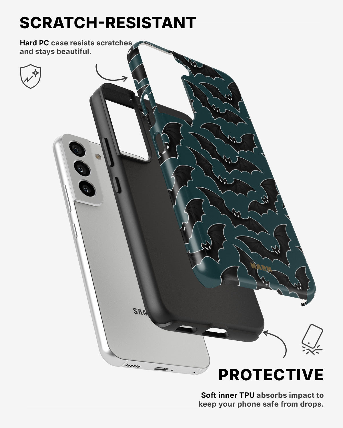 Samsung Galaxy S21 Tough Case – Midnight Bats - View 2