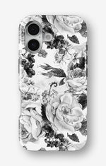 iPhone 16 Plus Tough Case – Black & White Bloom - View 1