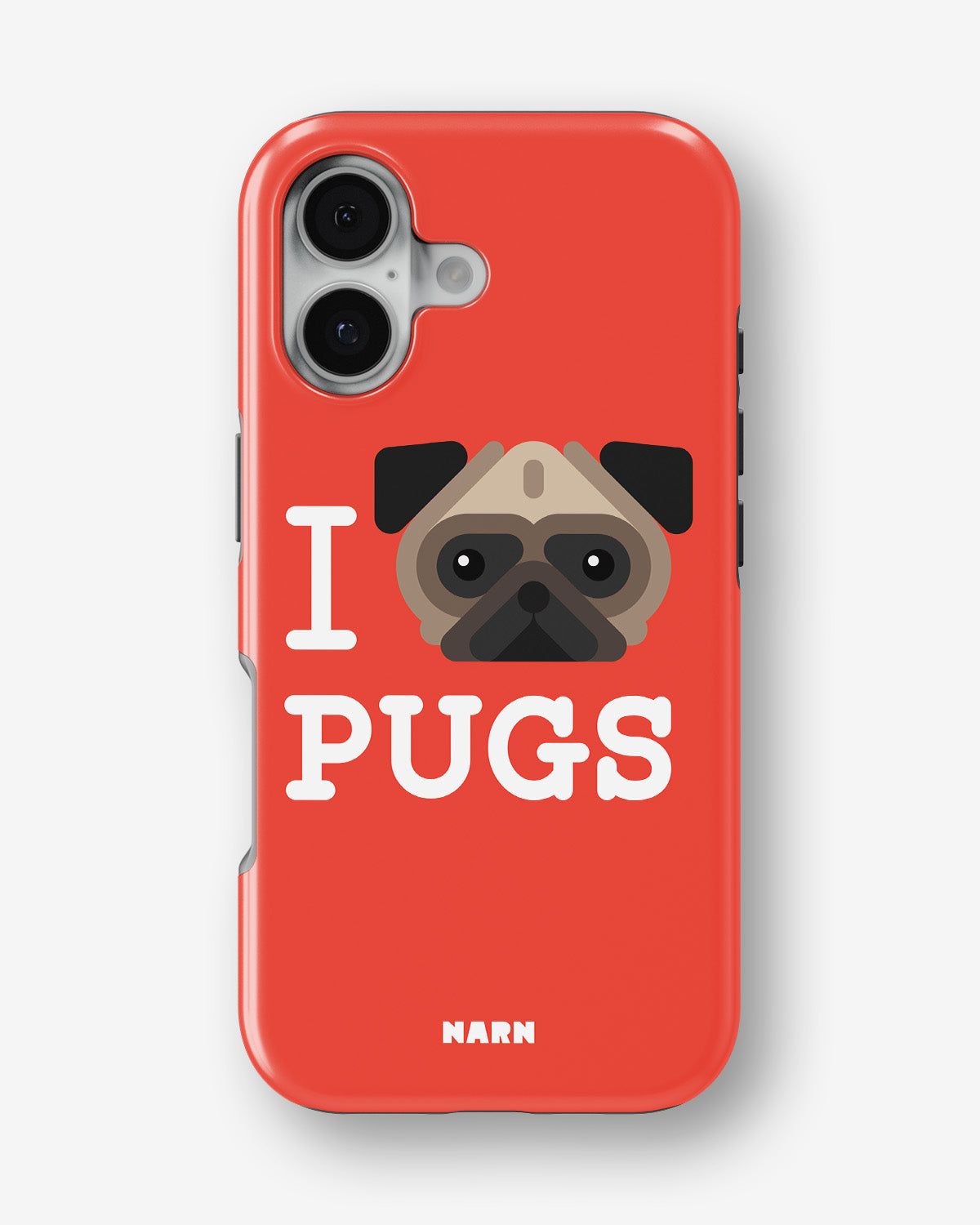 iPhone 16 Plus Tough Case – I Love Pugs - View 1