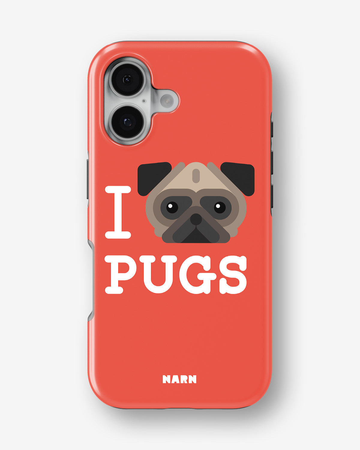 iPhone 16 Plus Tough Case – I Love Pugs - View 1