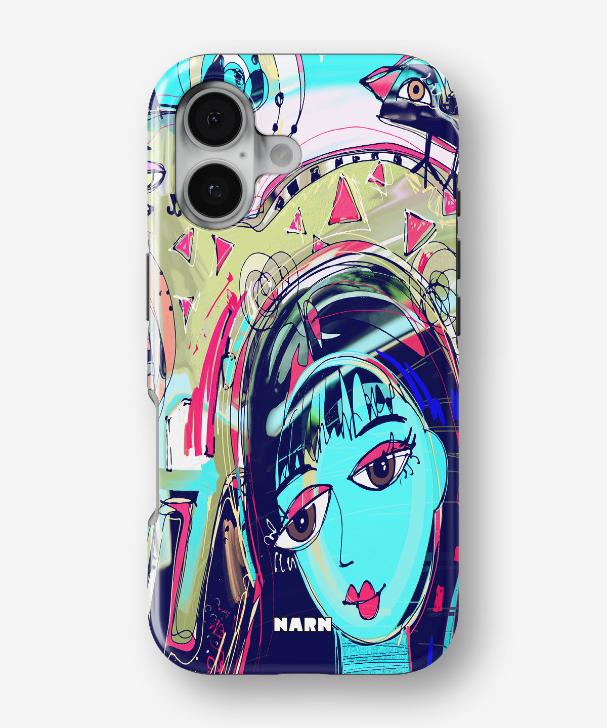 iPhone 16 Plus Tough Case – Abstract Cat - View 1