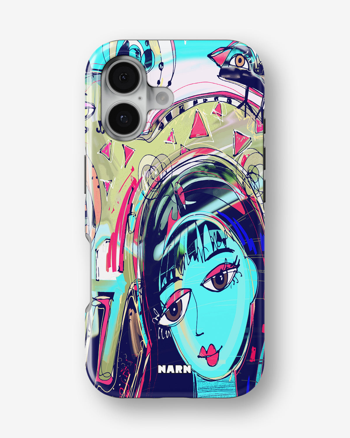 iPhone 16 Plus Tough Case – Abstract Cat - View 1