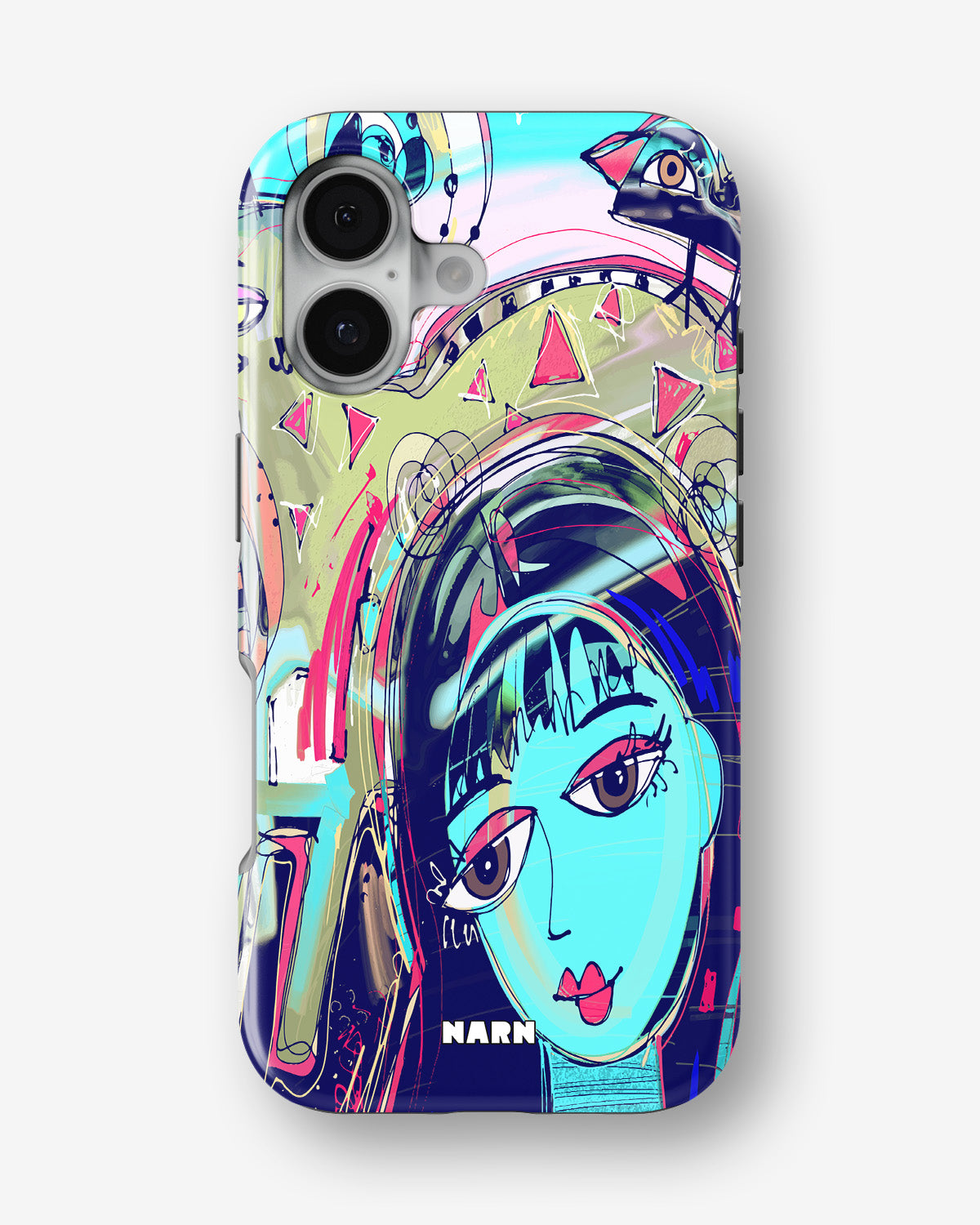 iPhone 16 Plus Tough Case – Abstract Cat - View 1