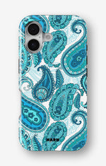 iPhone 16 Plus Tough Case – Turquoise Paisley - View 1