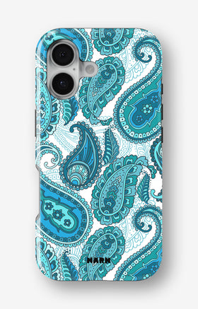 iPhone 16 Plus Tough Case – Turquoise Paisley - View 1