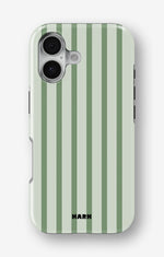 iPhone 16 Plus Tough Case – Sage Stripes - View 1