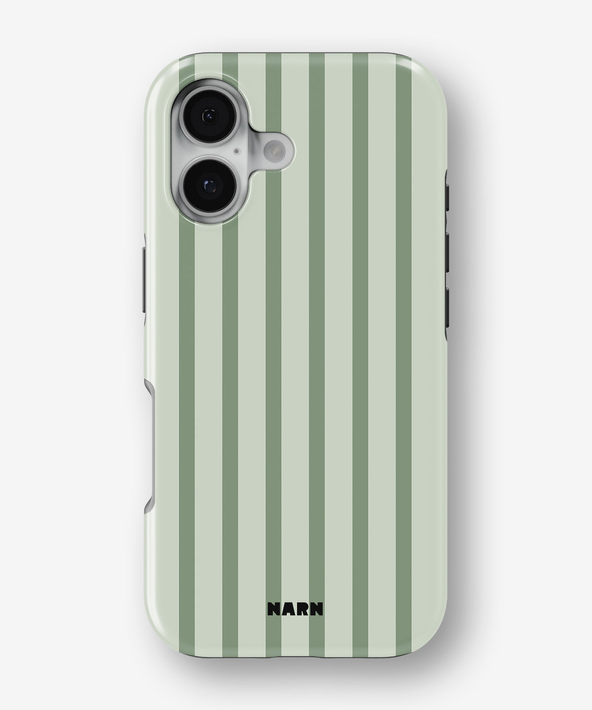 iPhone 16 Plus Tough Case – Sage Stripes - View 1