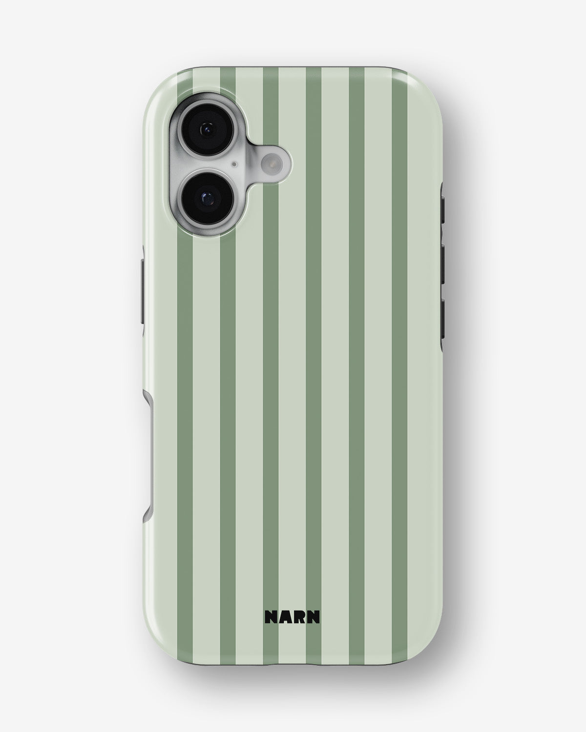 iPhone 16 Plus Tough Case – Sage Stripes - View 1