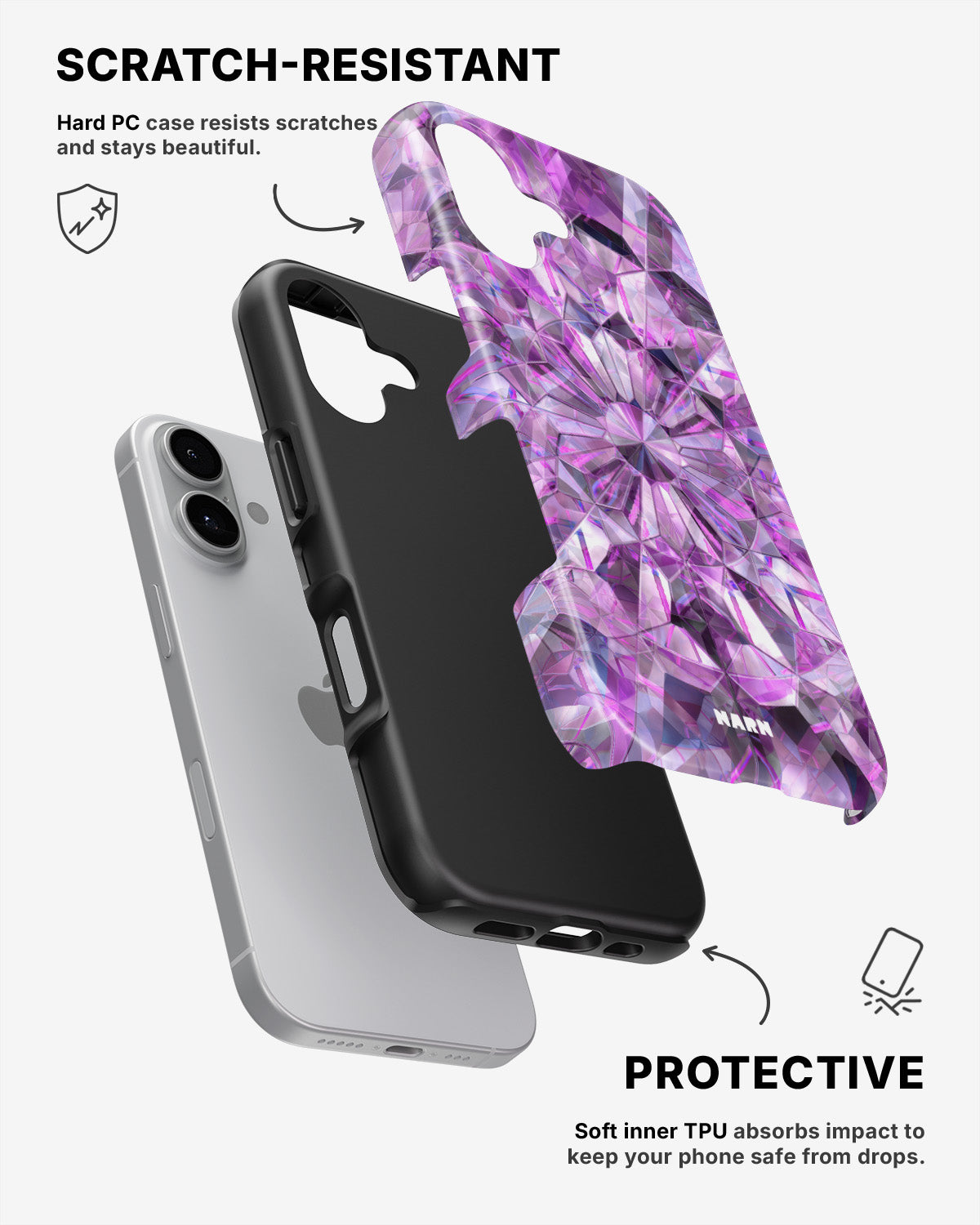 iPhone 16 Plus Tough Case – Lavender Crystals - View 2