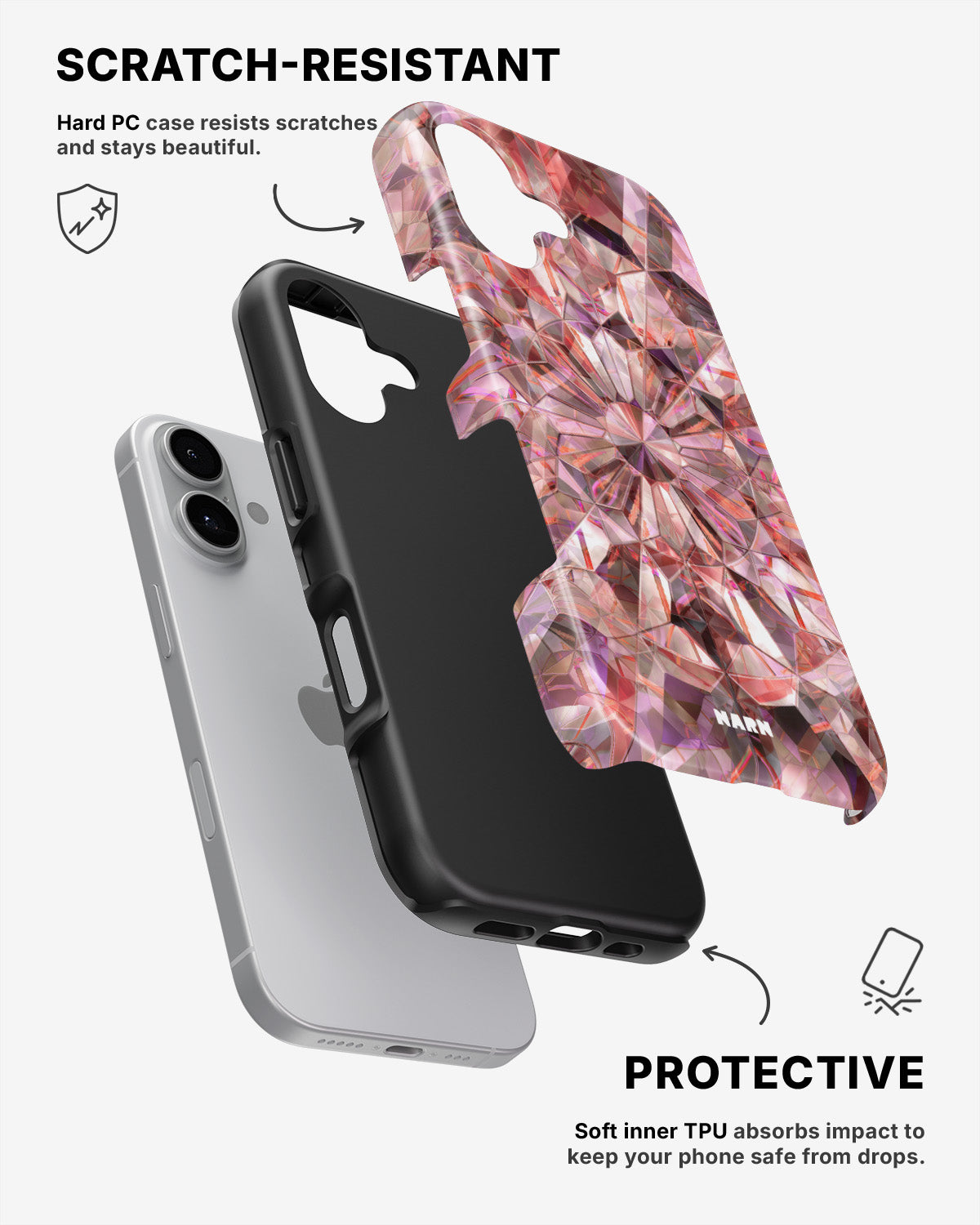 iPhone 16 Plus Tough Case – Pink Crystals - View 2